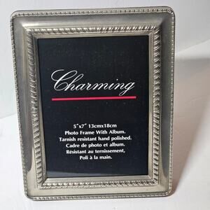 Charming Silver Plated 5x7 Frame with Integrated Hidden Photo Album